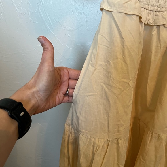 The Post Bethany Tiered Maxi Dress Size S Cotton Smocked Tie Back Open Back NWOT - Picture 9 of 13